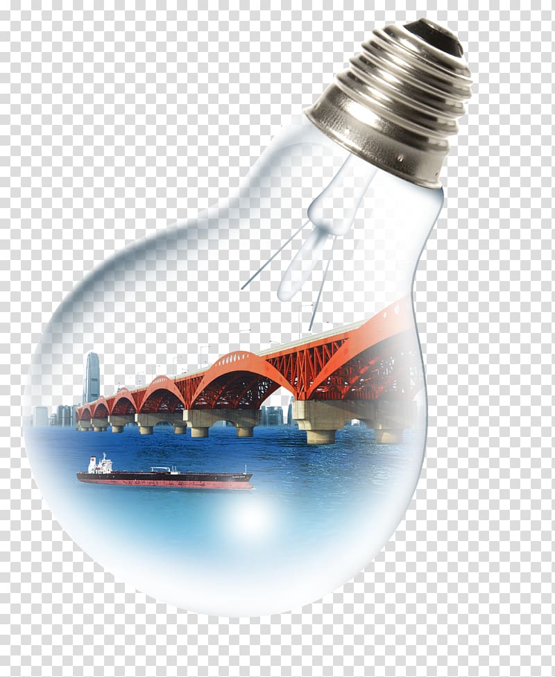 Advertising Poster Energy conservation Environmental protection, Light bulb in the bridge energy saving advertising transparent background PNG clipart