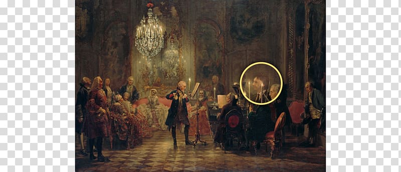 Concert for flute with Frederick the Great in Sanssouci Painting Musical Offering, BWV 1079 Flute concerto, painting transparent background PNG clipart