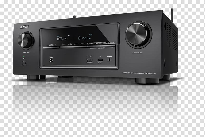 AV receiver Denon AVR-X3300W Home Theater Systems Surround sound, Audio Receiver transparent background PNG clipart