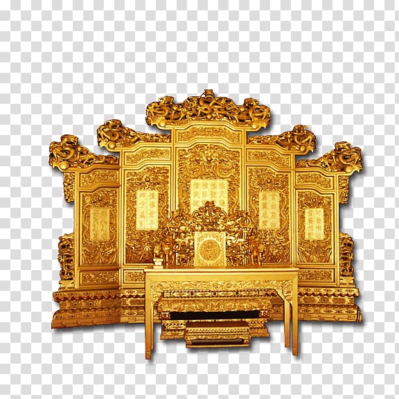 Forbidden City Emperor of China Throne Chair Qing dynasty, Throne transparent background PNG clipart