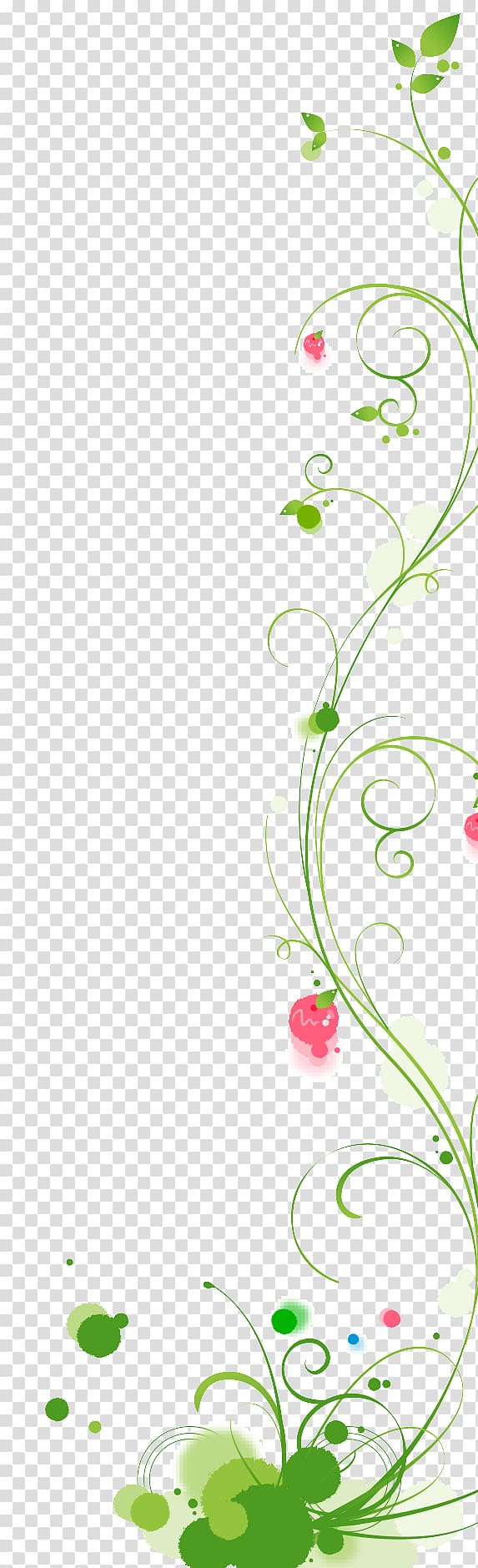 white and pink floral art, Euclidean Leaf Flower, Green vine transparent background PNG clipart