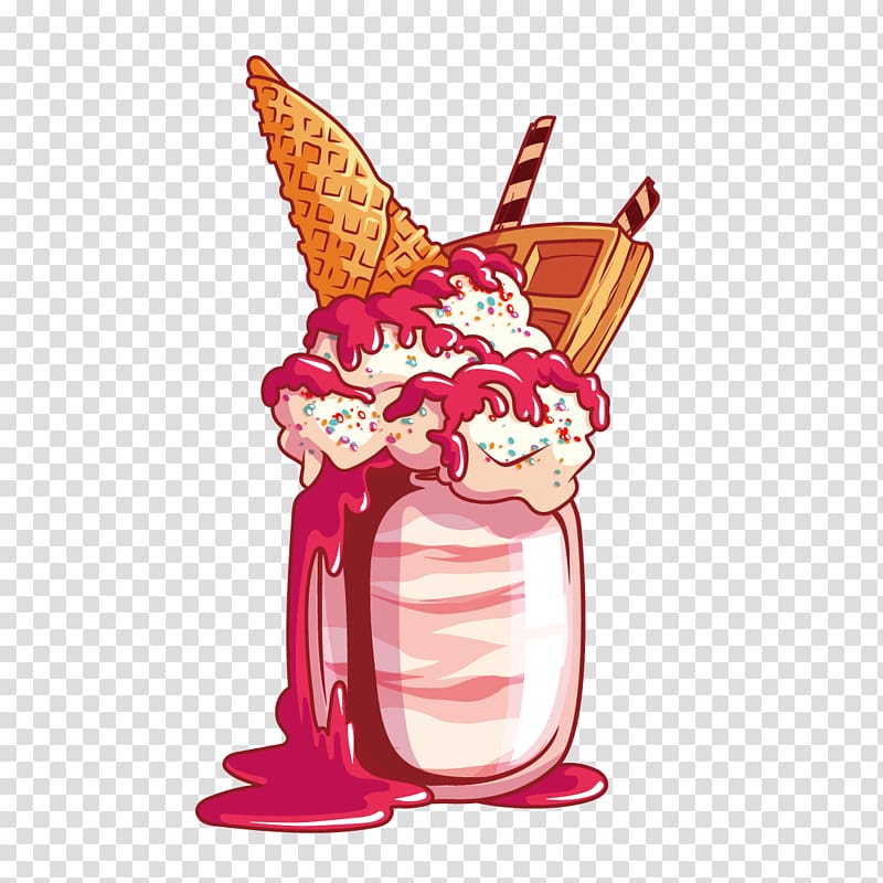 Chocolate ice cream Milkshake Cocktail Waffle, strawberry ice cream transparent background PNG clipart