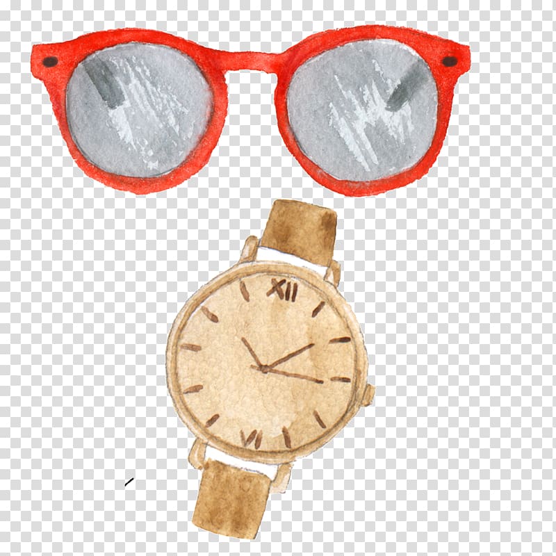 Glasses Handbag, Sunglasses watch transparent background PNG clipart