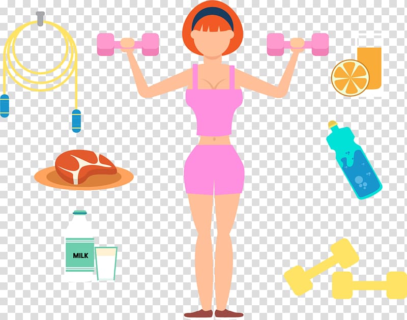 woman holding dumbbells illustration, Physical exercise Physical fitness , Women shaping exercise transparent background PNG clipart