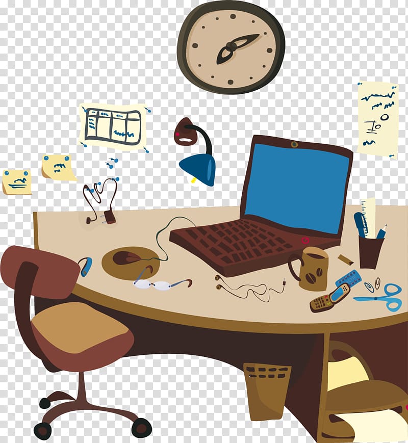 Office Drawing Illustration, hand-drawn computer desk transparent background PNG clipart