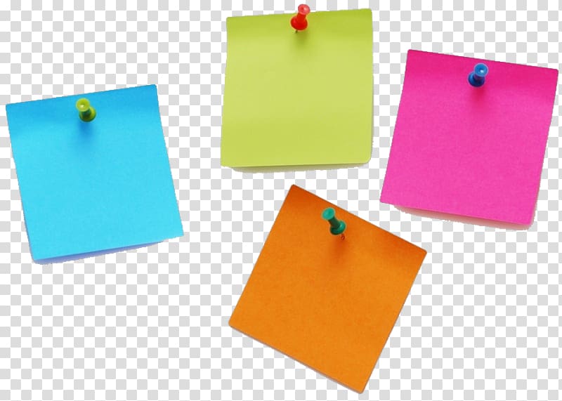 Four assorted-color note papers, Post-it note Paper, Sticky note  transparent background PNG clipart