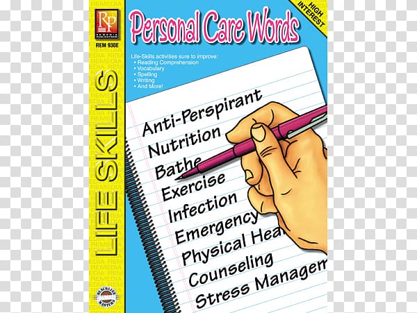 Life skills Word Lesson Book, personal-care transparent background PNG clipart