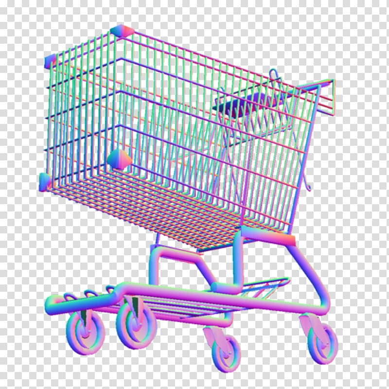 multicolored wire shopping cart illustration against blue background, Vaporwave Editing Sticker, others transparent background PNG clipart