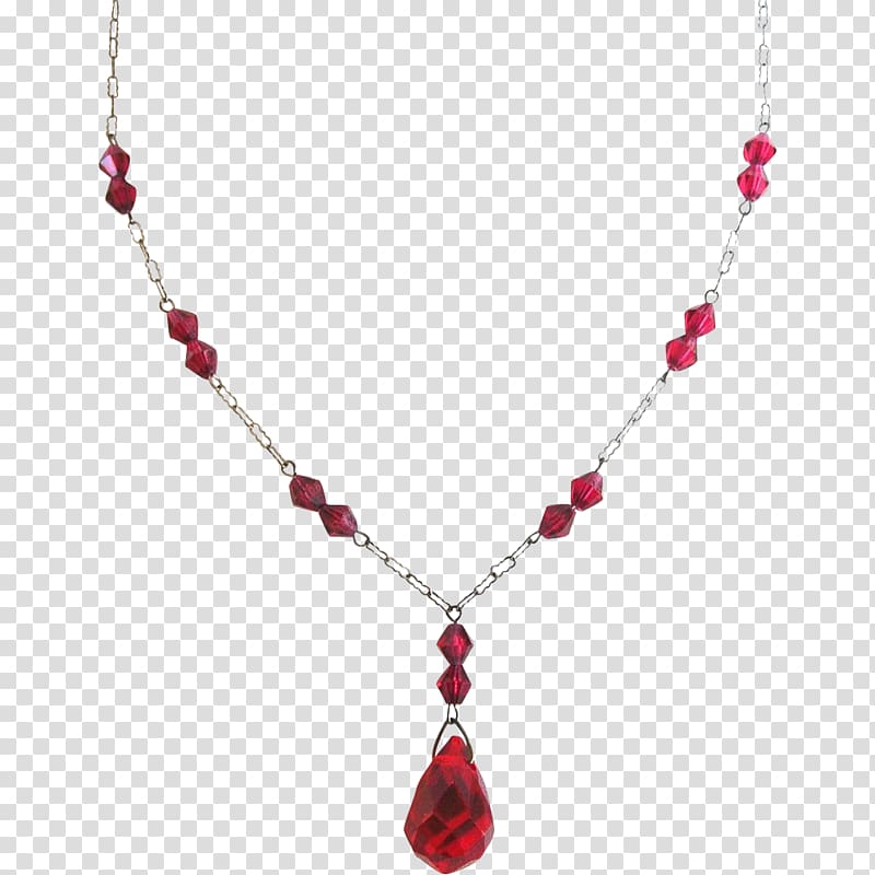Necklace Jewellery Ruby Glass Red, NECKLACE transparent background PNG clipart
