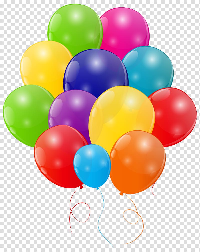 assorted-color balloons , Birthday cake Balloon , Bunch of Colorful Balloons transparent background PNG clipart