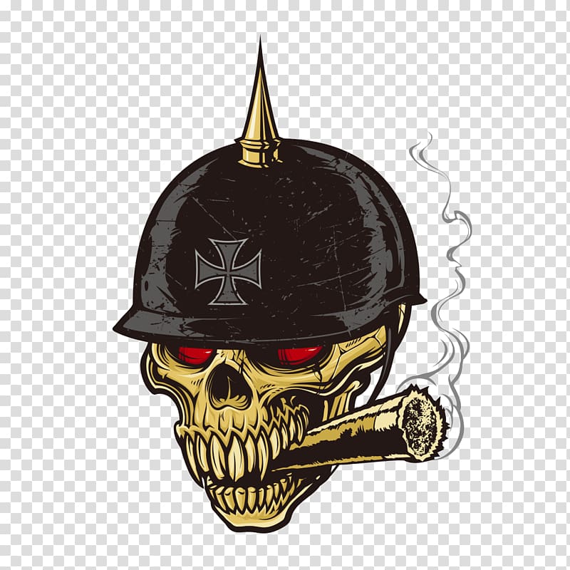 human skull with black half helmet illustration, T-shirt Leather Handbag Backpack, Horror Skull transparent background PNG clipart