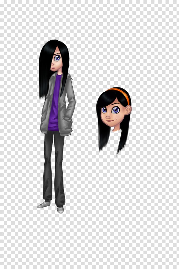 Black hair Cartoon Outerwear Character, violet parr transparent background PNG clipart