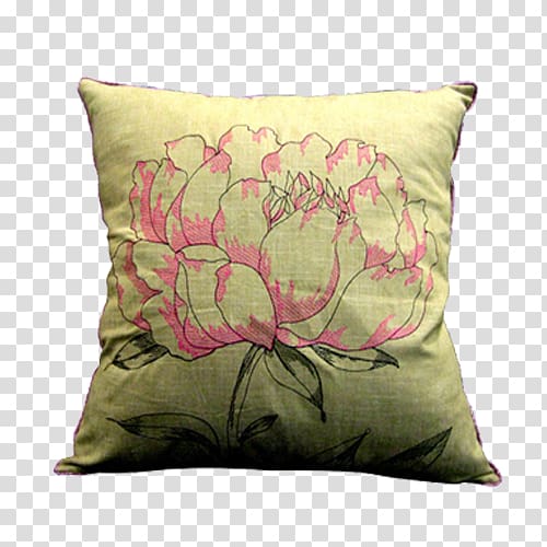 Yellow Red, Yellow background Peony pillow transparent background PNG clipart