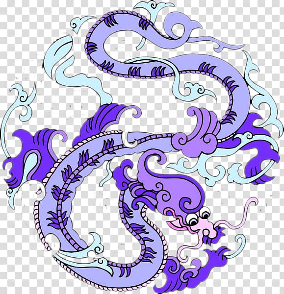Tattoo Chinese characters Chinese dragon, Purple dragon pattern transparent background PNG clipart