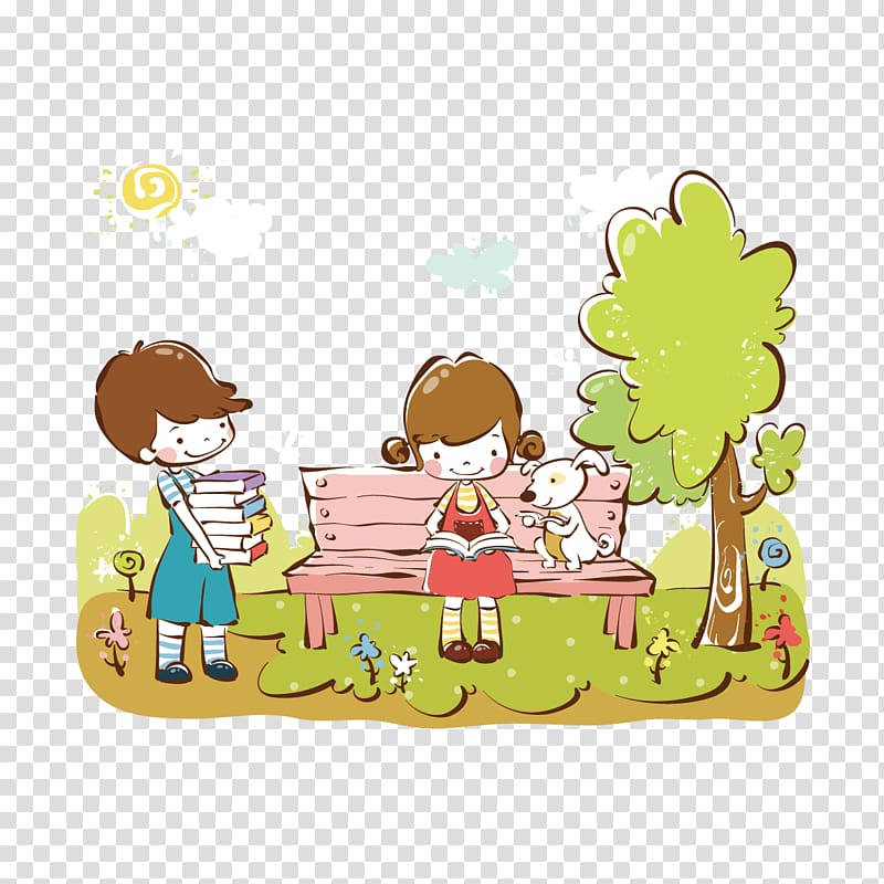 Child Drawing Illustration, cartoon tree and children transparent background PNG clipart