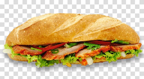 sandwich with meat and lettuce, Banh Mi transparent background PNG clipart