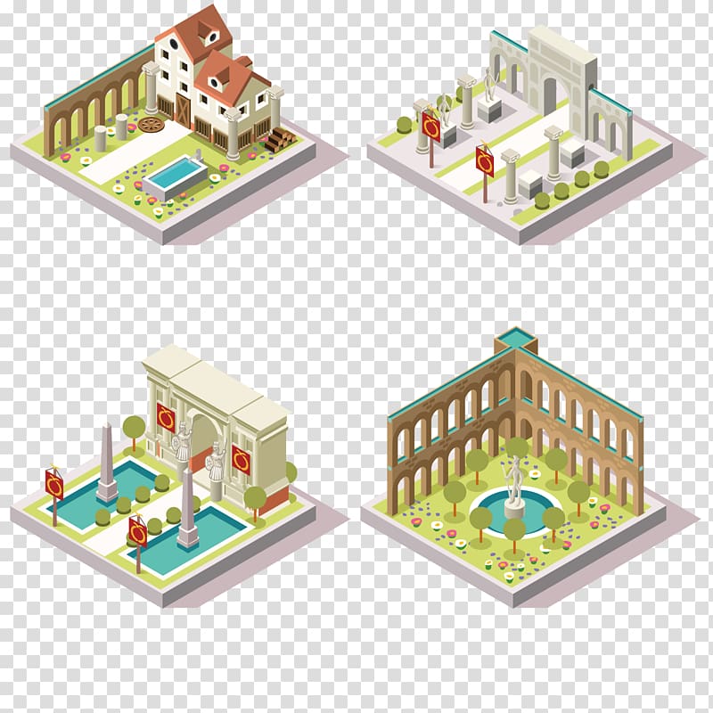 Explore Game Isometric graphics in video games and pixel art Tile-based video game Building, Fountain House transparent background PNG clipart