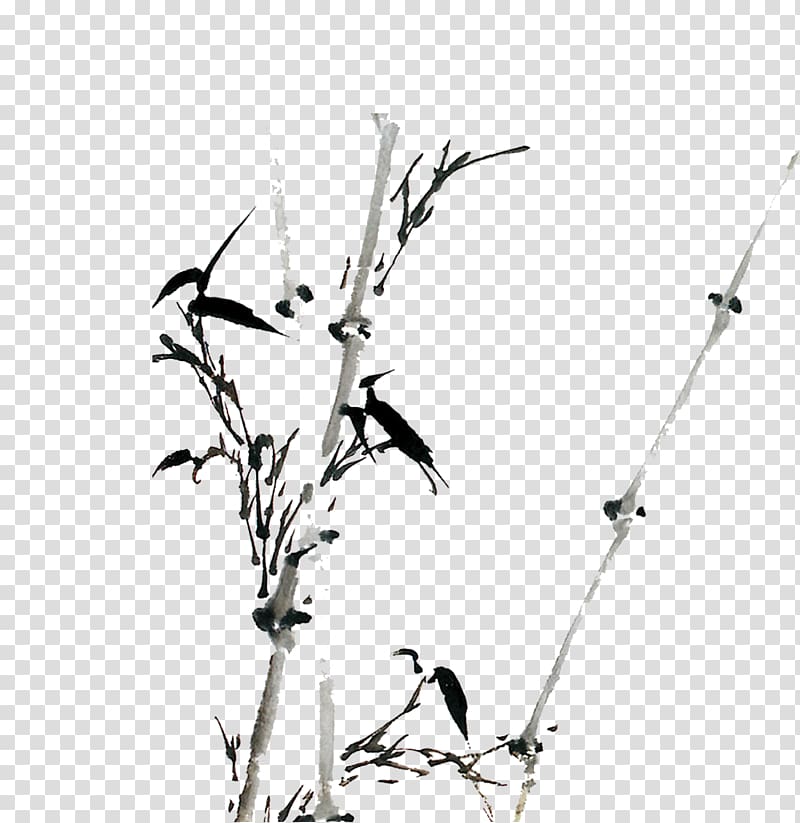 Bamboo Ink wash painting Gongbi Chinese painting Inkstick, Ink Bamboo transparent background PNG clipart