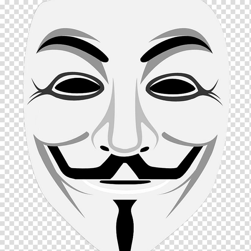 Guy Fawkes mask Anonymous Security hacker, mask transparent background ...
