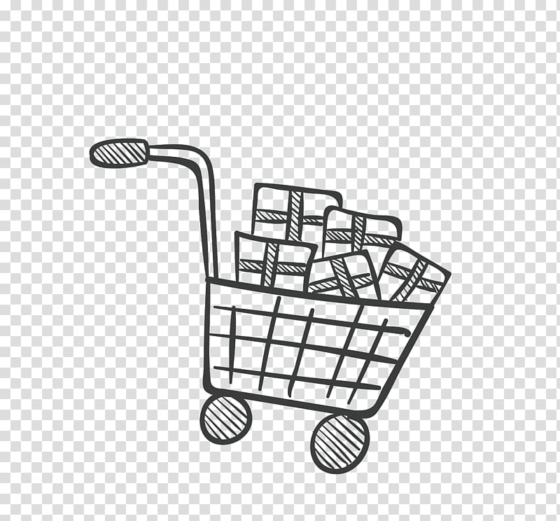 Online shopping Shopping cart, Line shopping cart transparent background PNG clipart