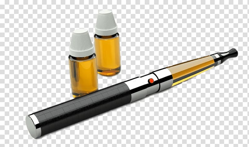 black and gray vaporizer pen with e-juice bottle illustration, E Cigarette and Refill transparent background PNG clipart