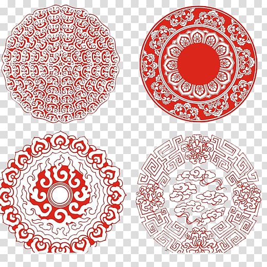 Circle Disk Motif, Chinese New Year window grilles creative transparent background PNG clipart