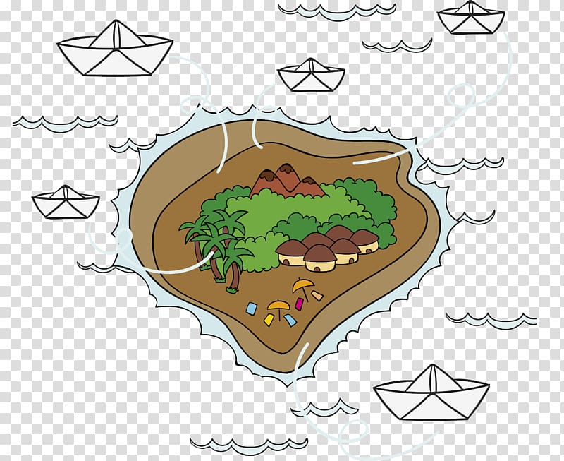 uace0ub3c4uc12c Island , Cartoon hand painted Island transparent background PNG clipart
