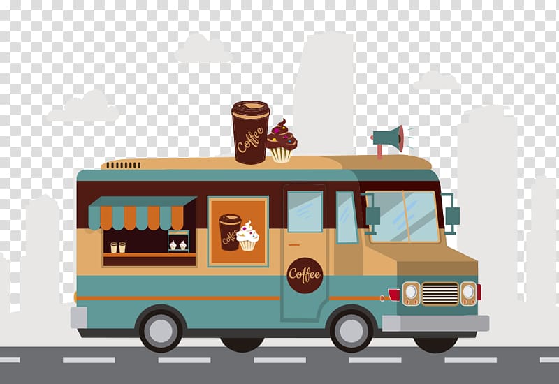 Fast food Car Food truck Illustration, Ice cream car elements transparent background PNG clipart