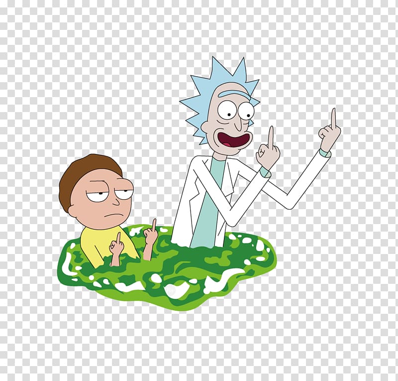 Rick and Morty , Rick Sanchez Morty Smith T-shirt Middle finger Canvas print, rick and morty transparent background PNG clipart