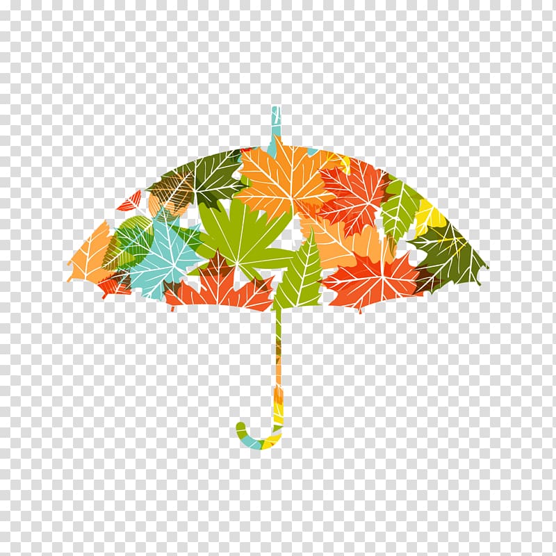 Autumn leaf color, Umbrella leaves splicing transparent background PNG clipart