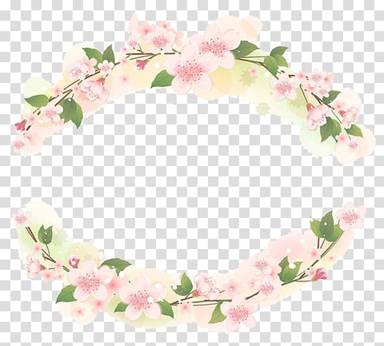 pink petaled flowers border, Circle Motif Flower, Pink frame transparent background PNG clipart