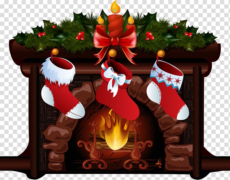 Christmas Tapestry Santa Claus Christmas ing, Christmas socks on the stove transparent background PNG clipart