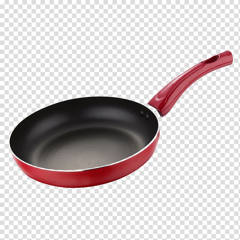 red and black frying pan, Frying pan Tableware Sautéing, Red cooking pot transparent background PNG clipart