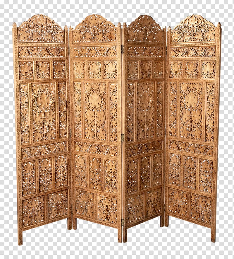 India Room Dividers Wood carving Folding screen, woodcarving transparent background PNG clipart