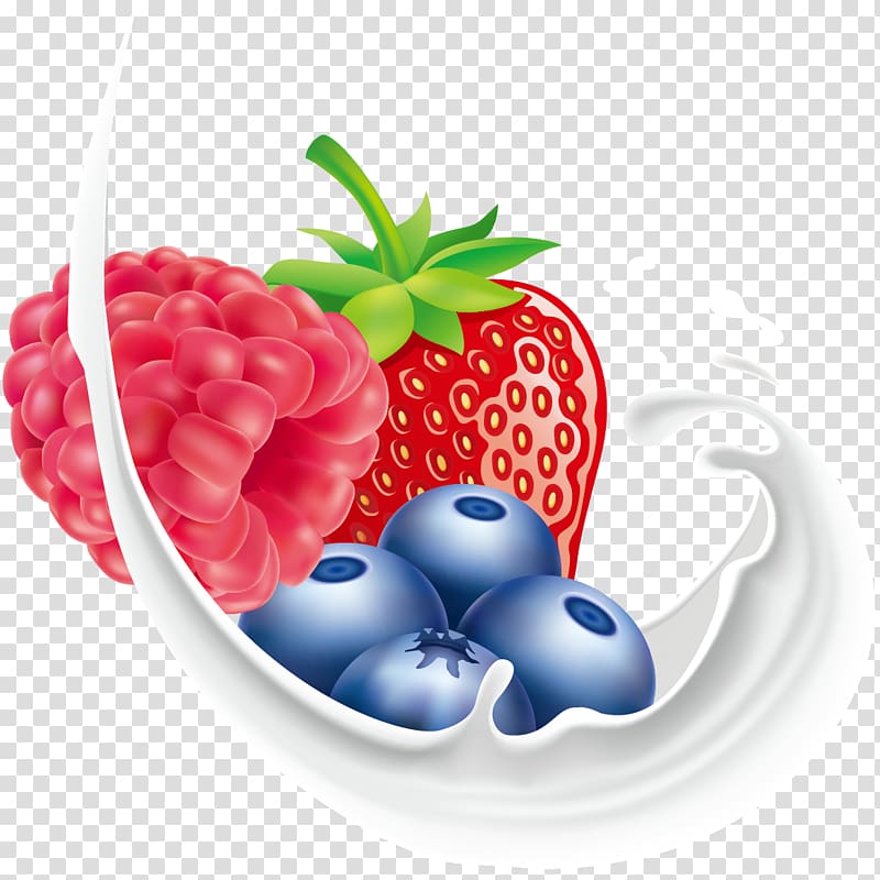 Smoothie Strawberry Coconut milk Raspberry, Fruit and milk splash transparent background PNG clipart