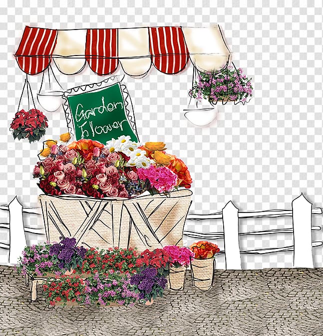 Flower Floristry Wall , Cartoon flower shop transparent background PNG clipart