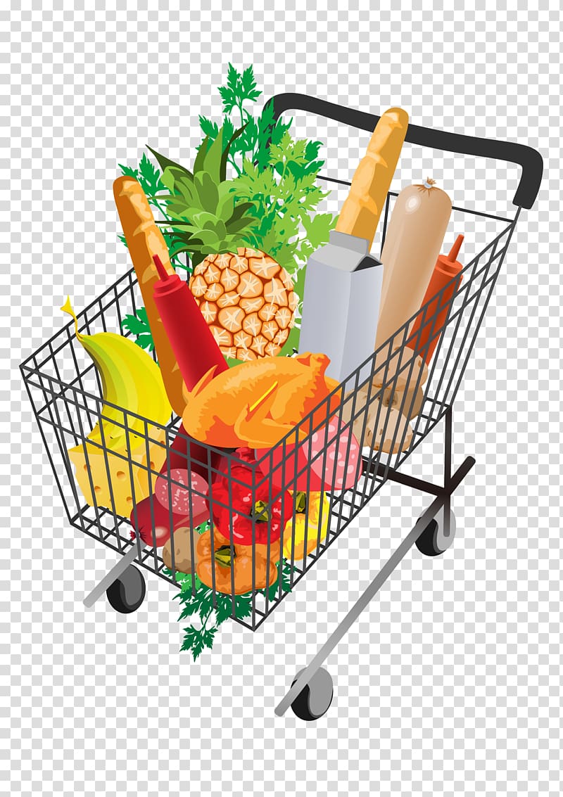 gray shopping cart , Supermarket Shopping cart Grocery store, Supermarket shopping cart illustration transparent background PNG clipart