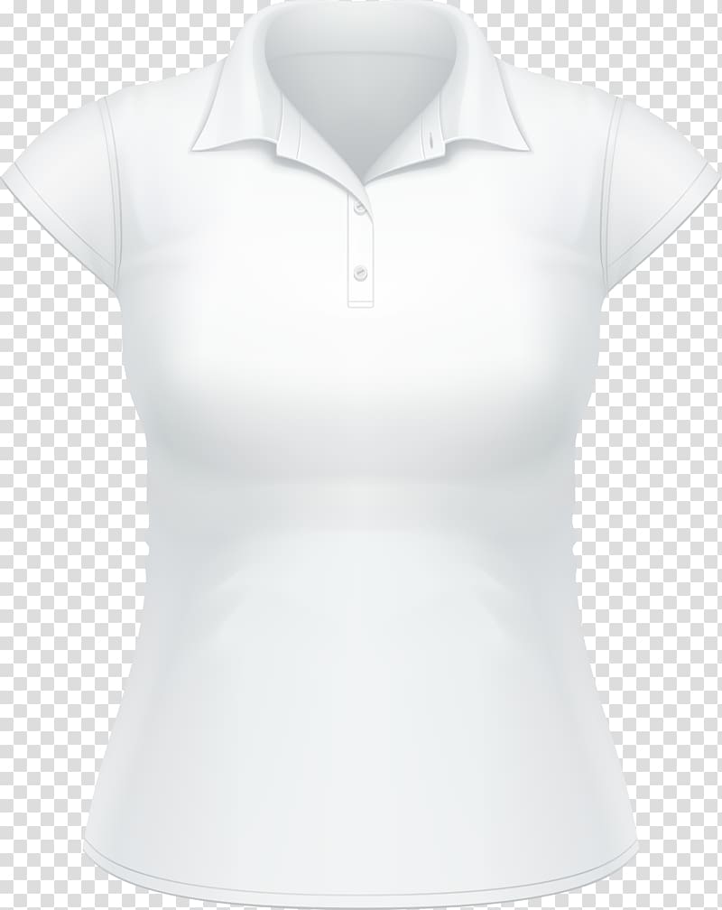 White cap-sleeved polo shirt illustration, Polo shirt Neck Sleeve ...