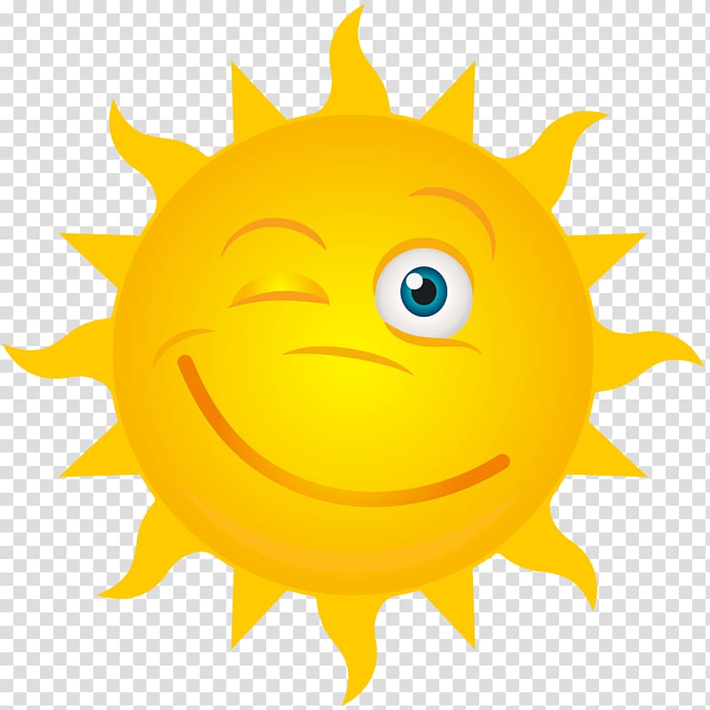 , Winking Sun transparent background PNG clipart