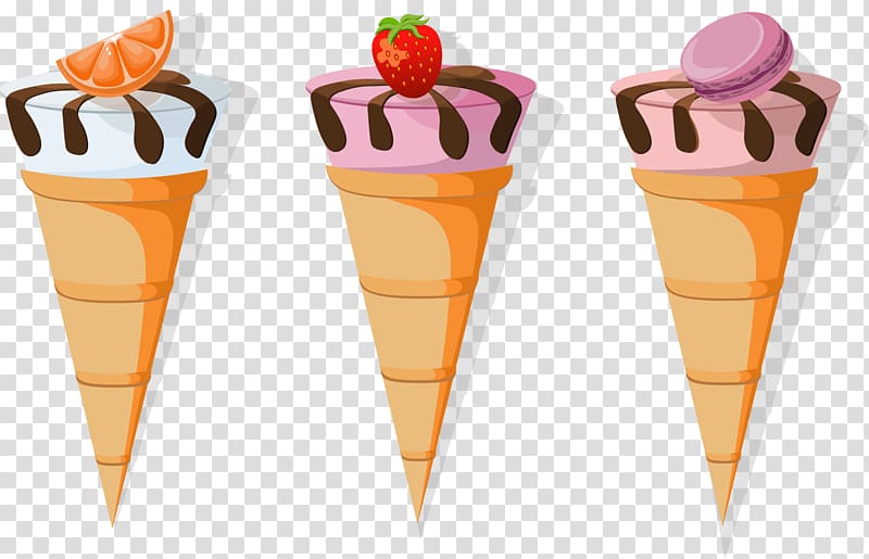 Ice cream Euclidean , hand-painted three sweet cones transparent background PNG clipart