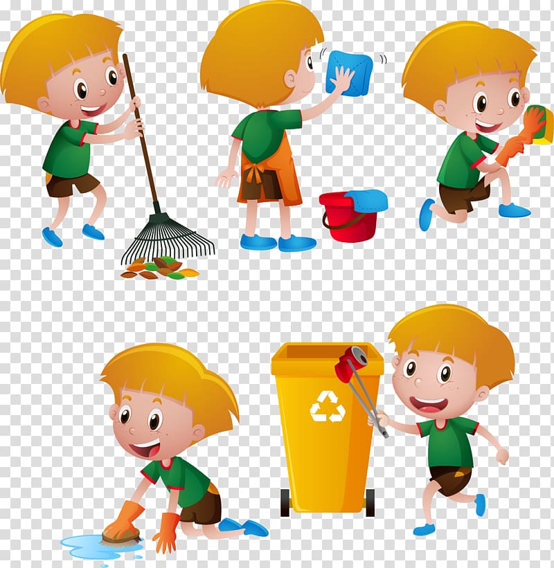 yellow haired boy cleaning illustration, Child Illustration, hand painted clean little boy transparent background PNG clipart