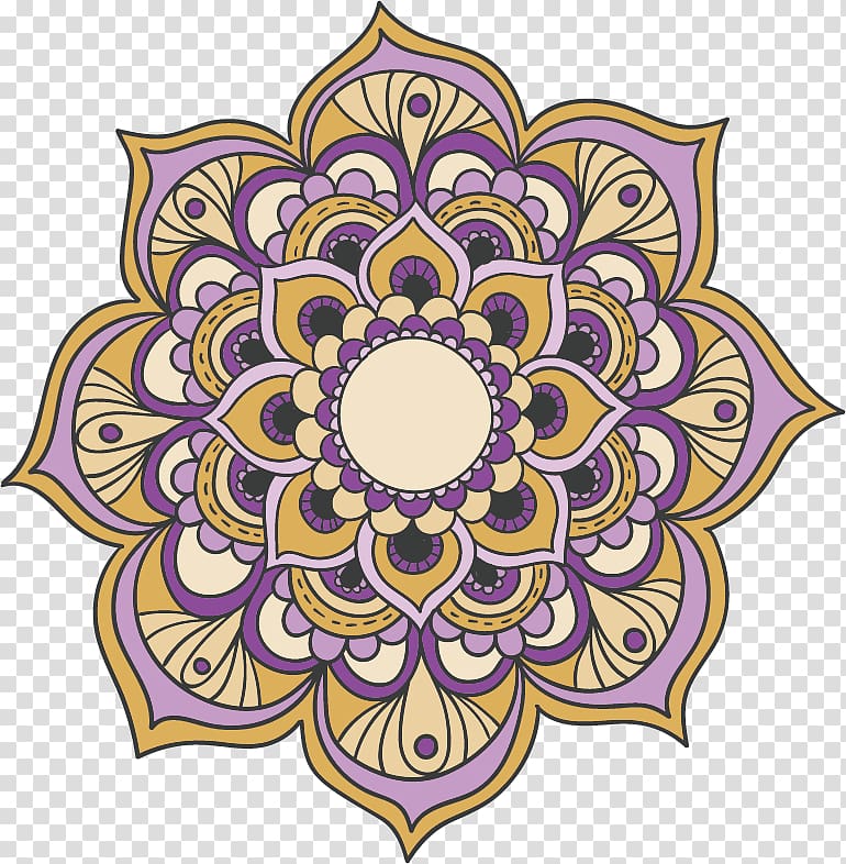 purple, yellow, and beige flower , Continental Retro background shading transparent background PNG clipart