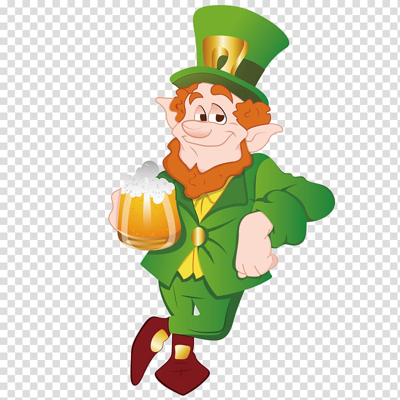 Beer Leprechaun Alcoholic beverage Drink, The cartoon character of the end beer transparent background PNG clipart