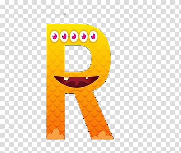 Yellow R Icon, Monster letter r transparent background PNG clipart