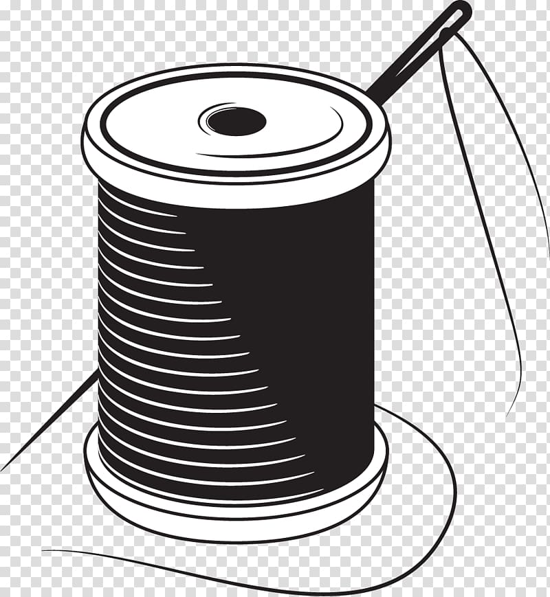 spool of black thread with needle, Sewing needle Thread Yarn Stitch, Hand-painted coil embroidery needle transparent background PNG clipart