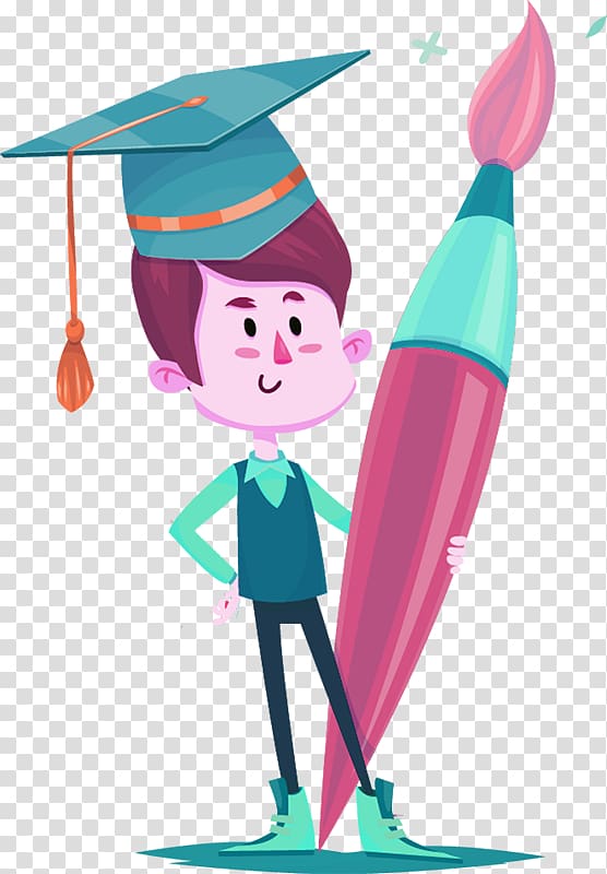 Cartoon Doctorate Bachelor\'s degree Estudante Master\'s Degree, Child holding a brush transparent background PNG clipart