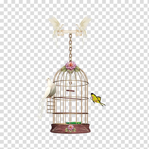 arch yellow wire birdcage , Birdcage Parrot, Vintage Birdcage transparent background PNG clipart