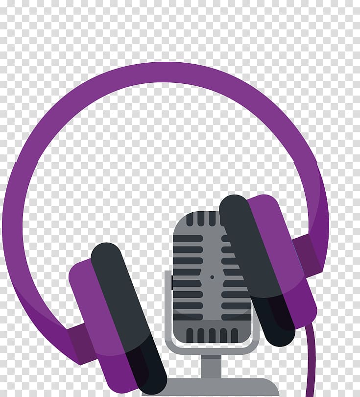 Purple headphone gray Mike Icon transparent background PNG clipart