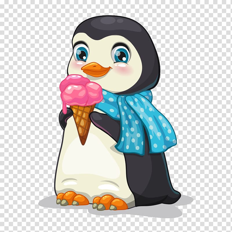 Ice cream Penguin Euclidean Illustration, Cute cartoon penguin transparent background PNG clipart