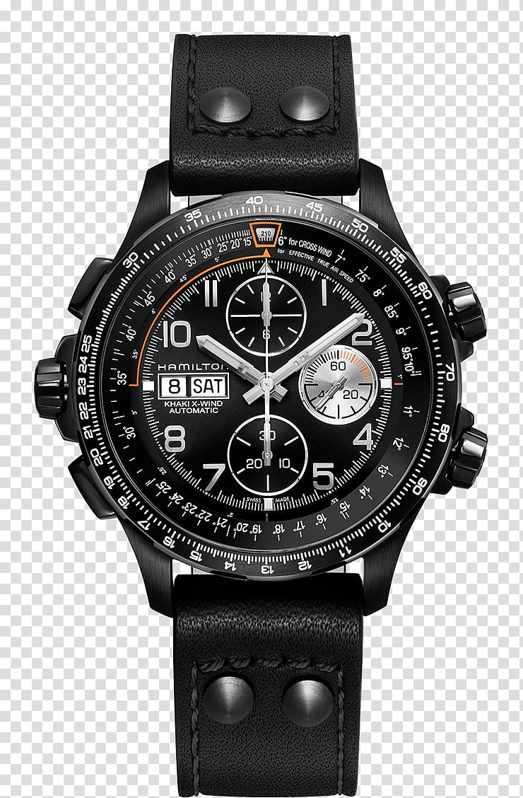 Hamilton Men's Khaki Aviation X-Wind Auto Chrono Chronograph Hamilton Watch Company Automatic watch, watch transparent background PNG clipart